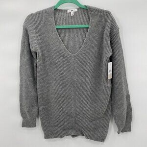 BP. Gray Oversized V-Neck Sweater Size XS